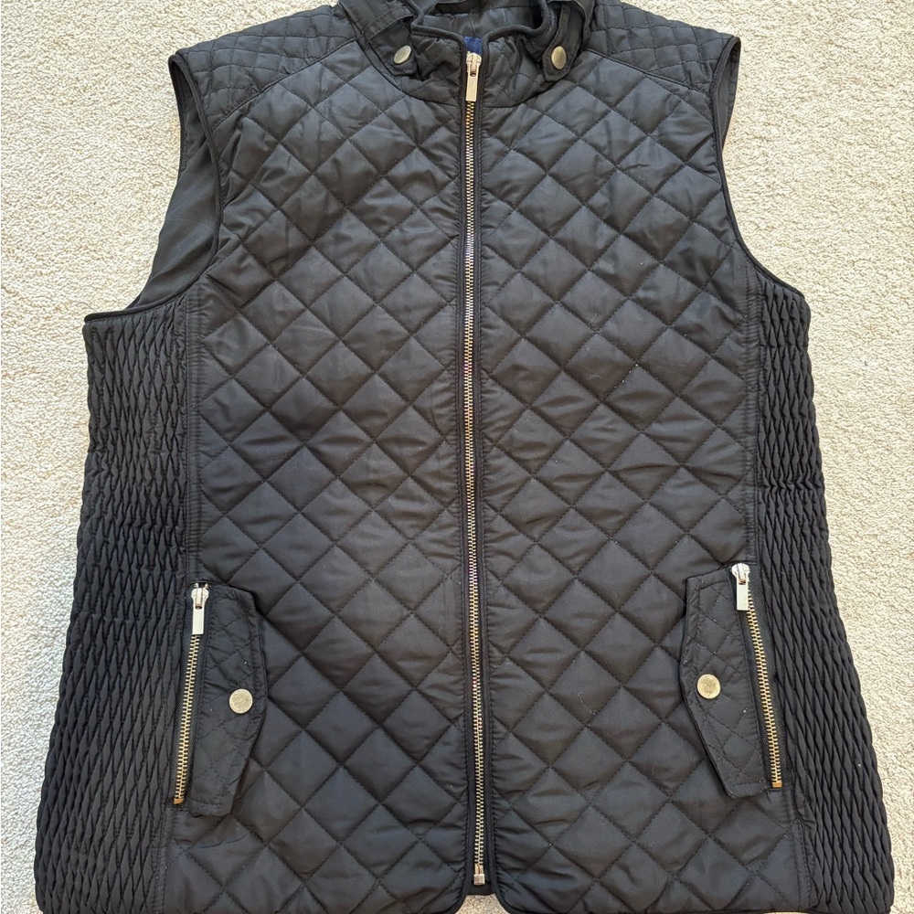 Blue Rain Quilted Black Vest
